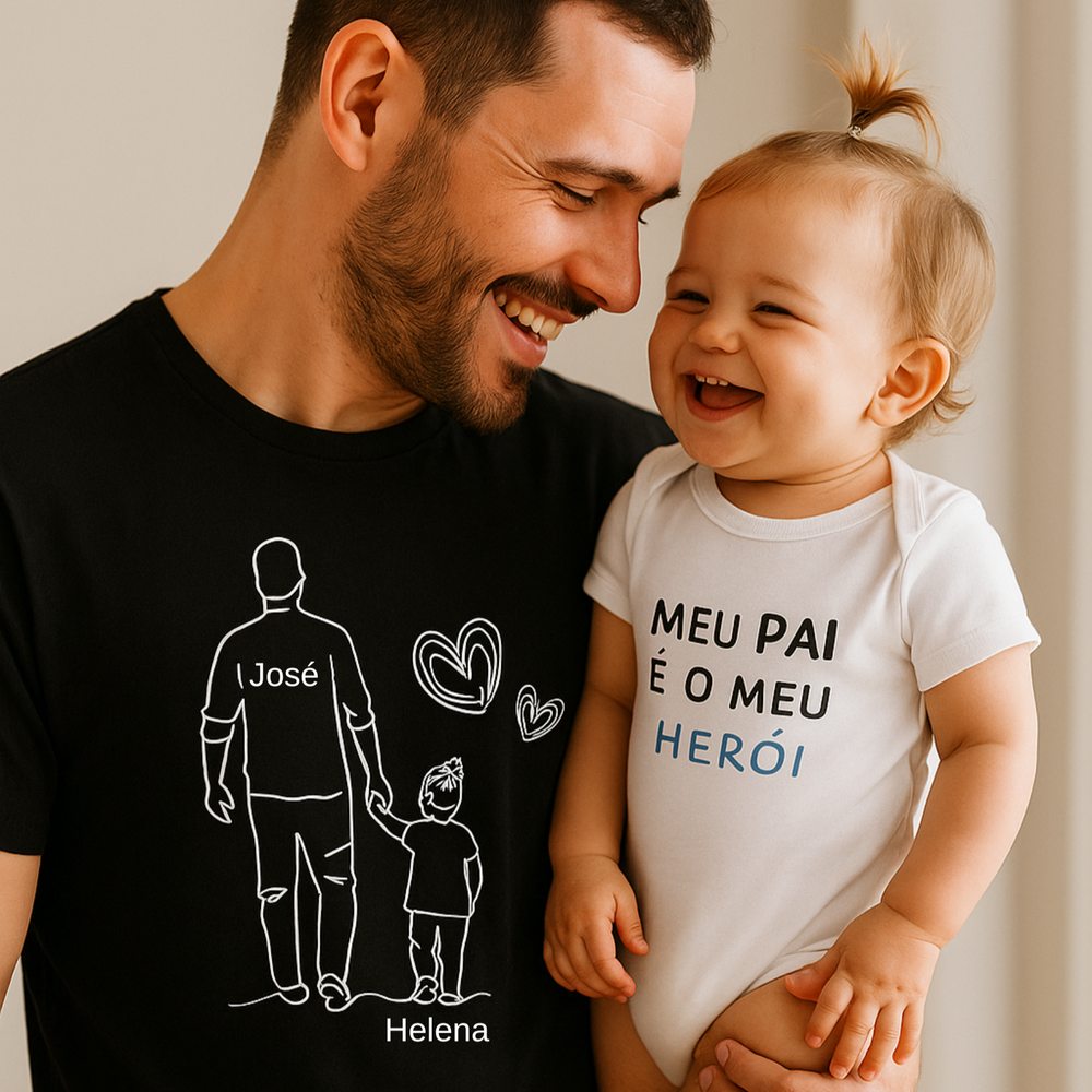 Camiseta pai e filho personalizada #cor_preta