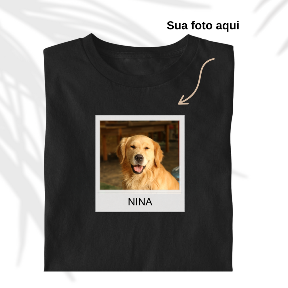 Camiseta personalizada com foto do cachorro #cor_preta